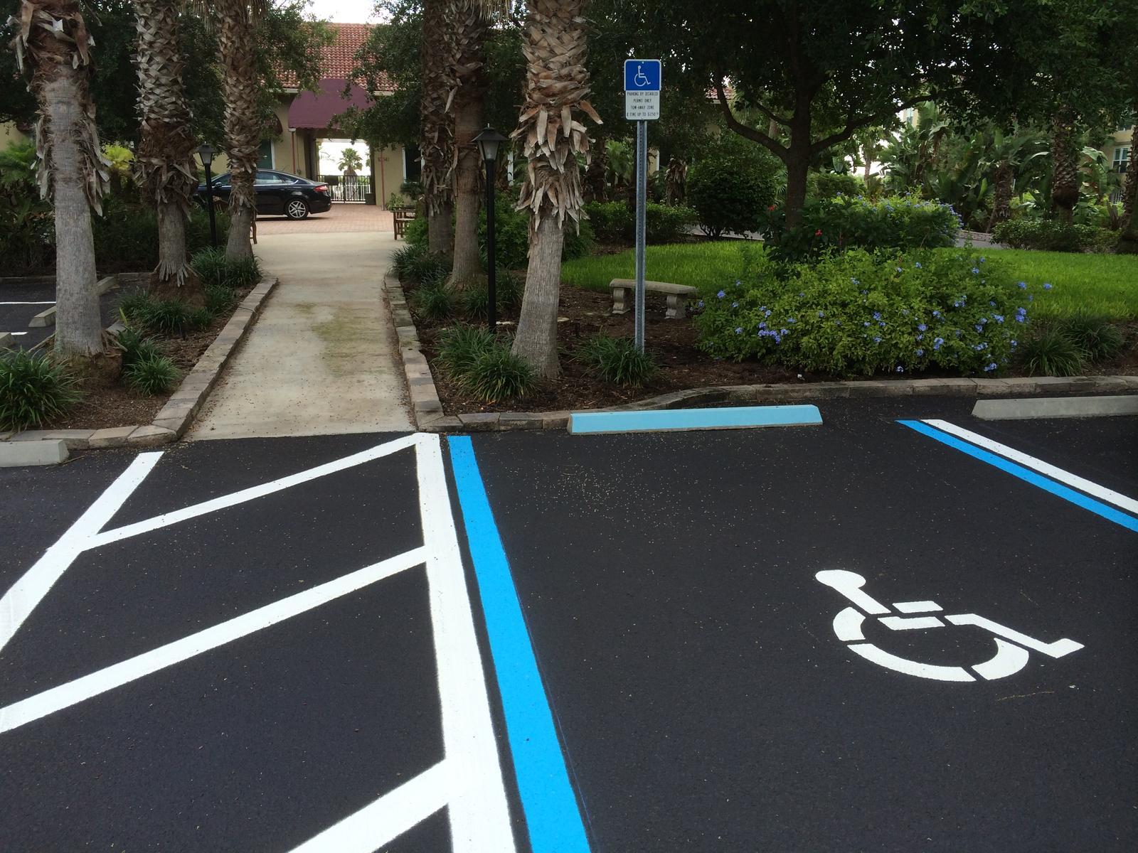 ADA stall with blue access markings
